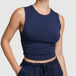 PINK Victoria's Secret midnight blue Sleeveless Ruched Women's Top size S
